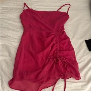Chic Fuchsia Ruched Mini Dress